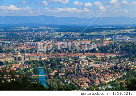 Aerial view of Bern city from Gurten mountain, Switzerland Aerial view of Bern city from Gurten mountain, Switzerland 125165212