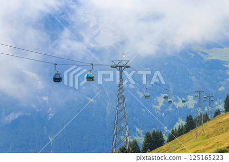 Overhead cable car to First mountain, Grindelwald, Switzerland 125165223