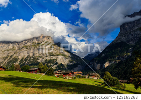 View of Grindelwald village in Bernese Oberland, Switzerland View of Grindelwald village in Bernese Oberland, Switzerland 125165268