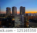 Tokyo buildings and sunset 125165350