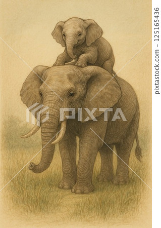 Parent-child elephant 125165436