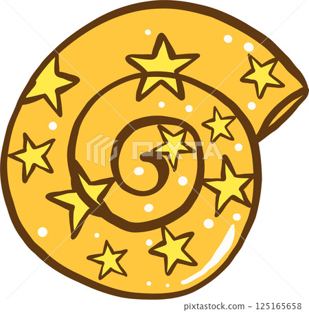 Groovy Summer Thing Cartoon Yellow Snail Shell with Stars Groovy Summer Thing Cartoon Yellow Snail Shell with Stars 125165658