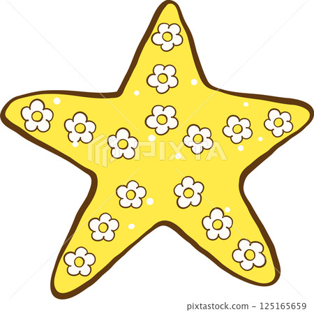 Cute Yellow Starfish with Flowers Pattern Cute Yellow Starfish with Flowers Pattern 125165659