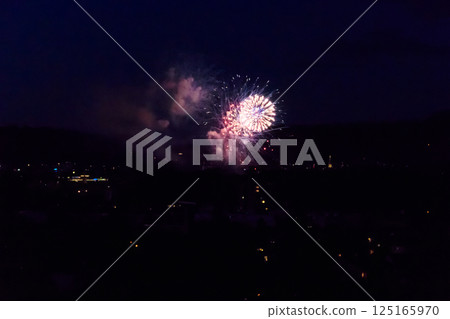 Beautiful fireworks over Bern city in Switzerland 125165970