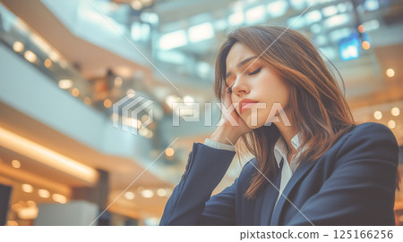 Stressful moment for a young professional in a modern office building 125166256