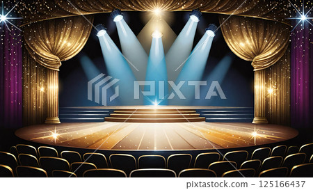 Stage, stage and spotlight background material 125166437