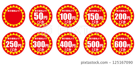 紅色和黃色折扣貼紙套裝（日文） 125167090