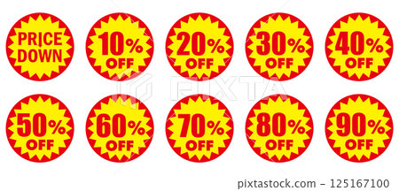 Red and yellow discount sticker set 125167100
