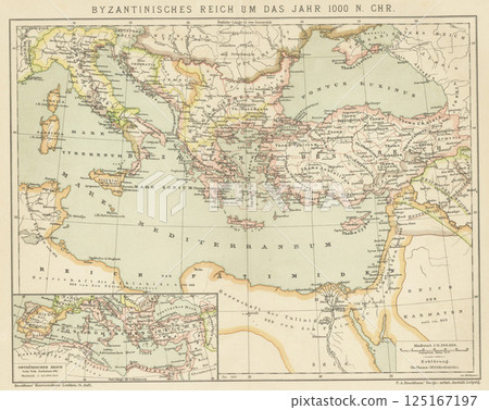 Early 20th Century World Map Byzantine Empire Early 20th Century World Map Byzantine Empire 125167197