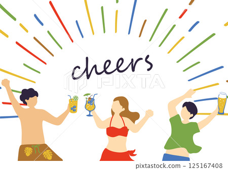 人們在海灘上舉杯慶祝 125167408