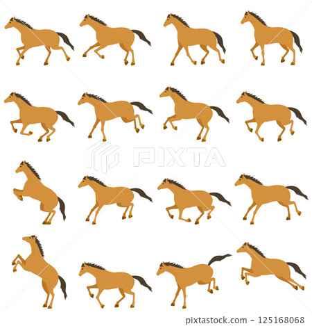 奔跑的馬簡單向量插圖集 125168068