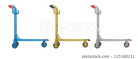 Set of Airport luggage cart or baggage trolley side on white background 125168231