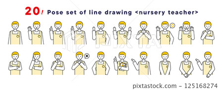 20 upper body poses set_simple nursery teacher woman 125168274