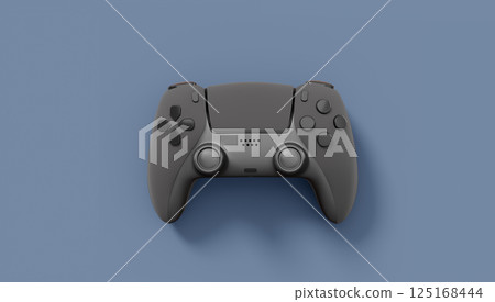 Realistic black video game joysticks or gamepads on black background 125168444