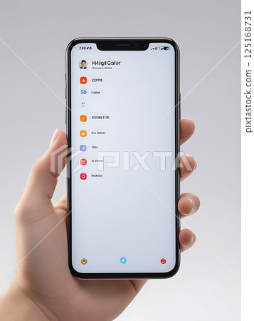 Image of holding a smartphone in hand ai 125168731