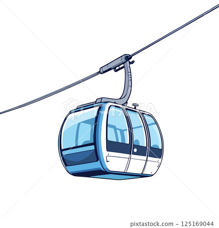 Vsai cable car gondola hanging on ropeway transporting passengers 125169044