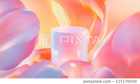 Abstract pastel background with central podium for elegant design and presentation. 125170030