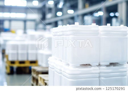 A plastic food container on a production line in a factory, symbolizing the manufacturing and packaging process. image highlights the industrial aspect of food packaging, showcasing the efficiency A plastic food container on a production line in a factory, symbolizing the manufacturing and packaging process. image highlights the industrial aspect of food packaging, showcasing the efficiency 125170291