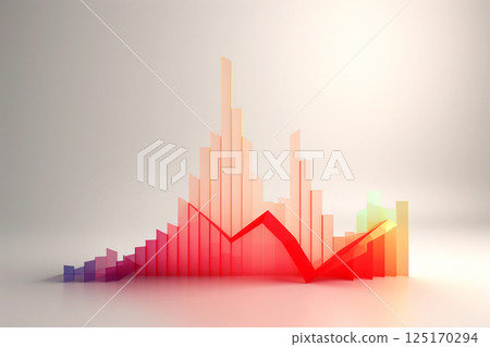 An abstract, minimal design featuring a pastel-colored graph and chart pattern against a soft background. The flowing data lines and smooth curves represent analytics 125170294