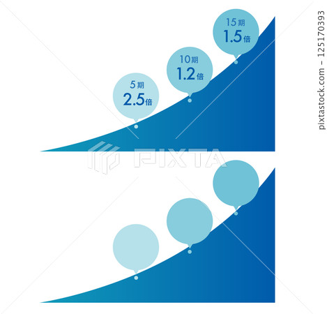 圖庫插圖: 藍色漸層上升圖 125170393