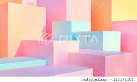 Colorful abstract background with geometric podium for creative display. 125171101