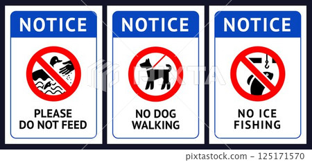 No dog fouling, No fishing, Do not feed birds 125171570