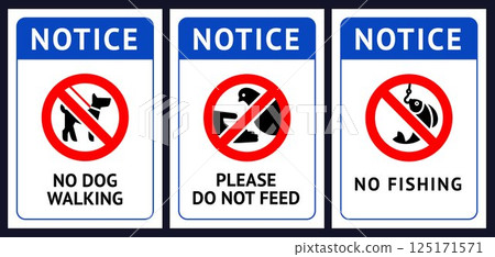No dog fouling, No fishing, Do not feed birds No dog fouling, No fishing, Do not feed birds 125171571