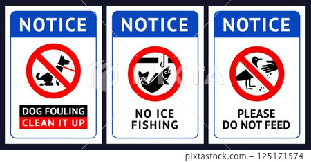 No dog fouling, No fishing, Do not feed birds 125171574