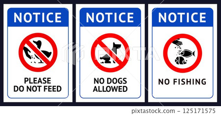 No dog fouling, No fishing, Do not feed birds 125171575