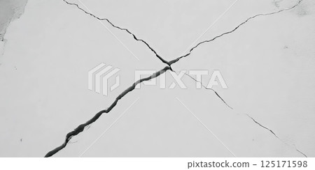 Subtle cracks and light grey stains enhance the texture of a white wall. 125171598