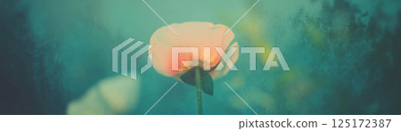 A delicate flower bloom is partly hidden, adding an intriguing mystery to a textured background. A delicate flower bloom is partly hidden, adding an intriguing mystery to a textured background. 125172387