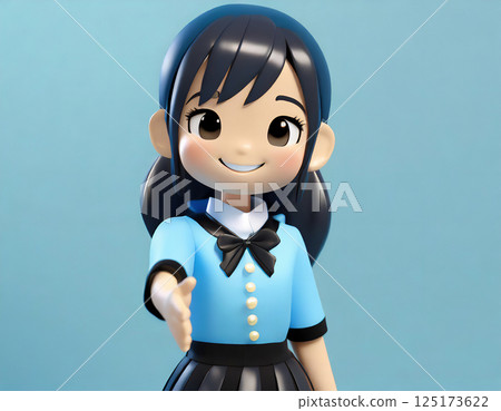 Woman asking for a handshake. Anime style. AI generated image. Woman asking for a handshake. Anime style. AI generated image. 125173622