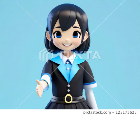 Woman asking for a handshake. Anime style. AI generated image. Woman asking for a handshake. Anime style. AI generated image. 125173623