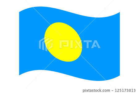 Wavy Flag of Palau, isolated on transparent background. Flag of the Republic of Palau. Oceania. Vector illustration 125173813