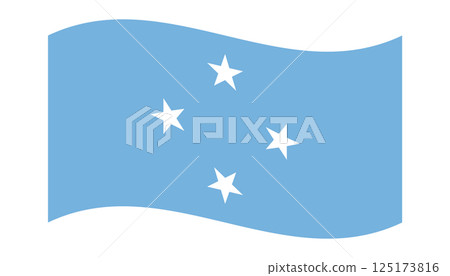 Wavy Flag of Micronesia, isolated on transparent background. Civil flag of the Federated States of Micronesia. Oceania. Vector illustration 125173816
