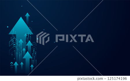 Moving dow of arrows surge diagonally, symbolizing acceleration, breakthrough down on dark blue, a futuristic falling arrows of trends, vector illustration Moving dow of arrows surge diagonally, symbolizing acceleration, breakthrough down on dark blue, a futuristic falling arrows of trends, vector illustration 125174196
