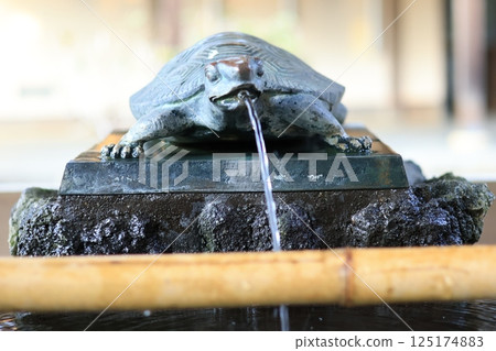 神社的水盆形狀像烏龜 125174883