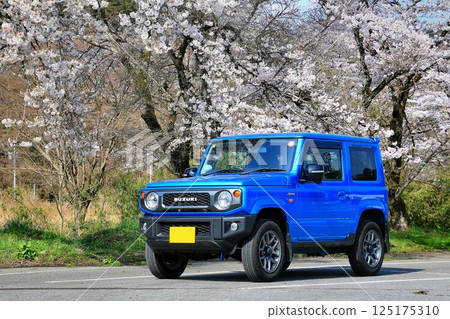 A full-fledged 4WD with a cute exterior... "Jimny" and cherry blossoms in full bloom 125175310