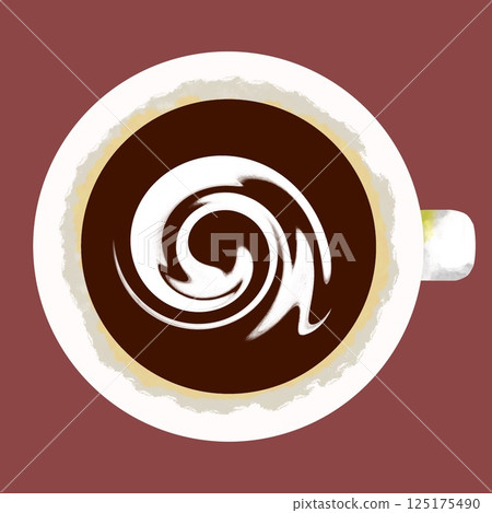 從上方看一杯加奶油的咖啡 從上方看一杯加奶油的咖啡 125175490