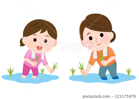 家長和孩子體驗插畫的插畫 125175879