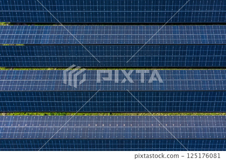 Solar panels above view close up, drone point of view Solar panels above view close up, drone point of view 125176081