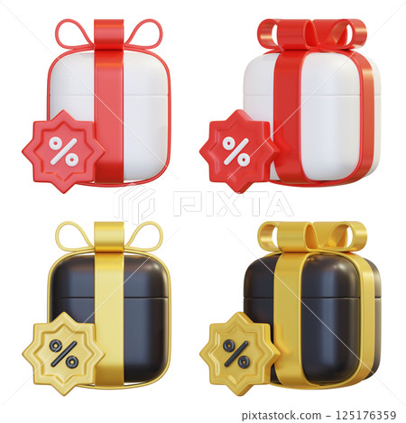 Gift box with discount label 3D graphic Gift box with discount label 3D graphic 125176359