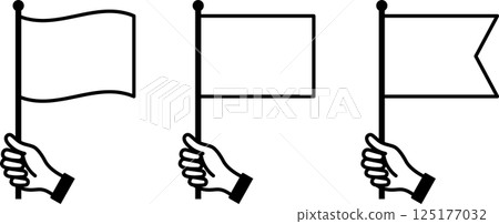 一手拿著一面旗幟的插圖 125177032