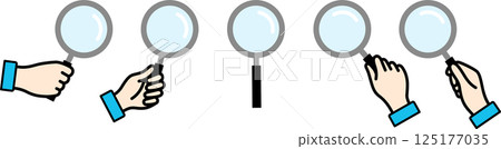 一手拿著放大鏡的彩色圖標 一手拿著放大鏡的彩色圖標 125177035