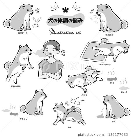 Illustration set of dog's poor health Illustration set of dog's poor health 125177683