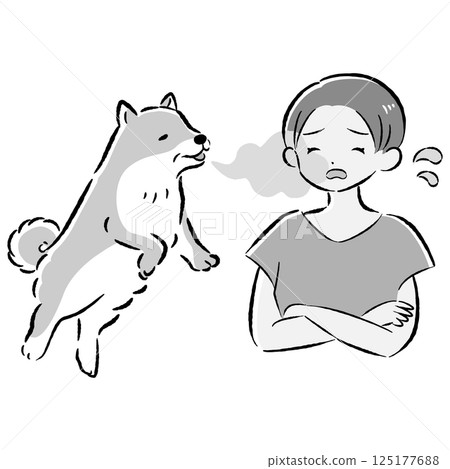 一隻患有口臭的老年狗的插圖 125177688