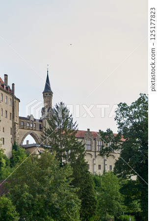 Majestic Sigmaringen Castle Perched on Rugged Cliff Above Tranquil Danube: Historic Hohenzollern Residence Showcases Medieval Architecture and Royal Collections in Picturesque Baden-Wurttemberg 125177823