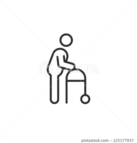 Elderly person with walker icon 125177837