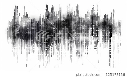 A digital art piece featuring black and white abstract lines resembling data or code, creating a sense of movement and depth. A digital art piece featuring black and white abstract lines resembling data or code, creating a sense of movement and depth. 125178136