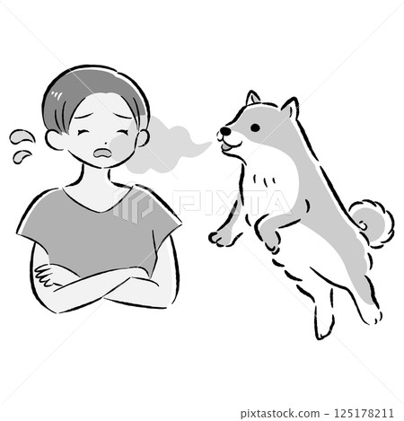 Illustration of a dog suffering from bad breath 125178211